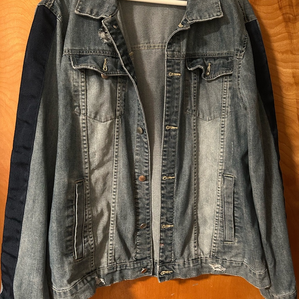 Men's Denim Jacket with Black Accents